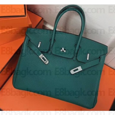 Hermes Birkin 25cm Bag Peacock Green in Togo Leather With Silver Hardware