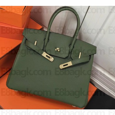 Hermes Birkin 25cm Bag Army Green in Togo Leather With Gold Hardware