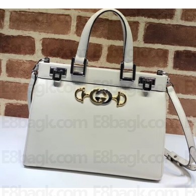 Gucci Zumi Smooth Leather Small Top Handle Bag 569712 White 2019