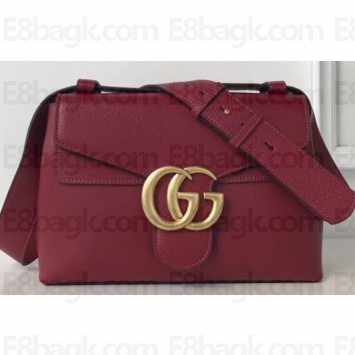 Gucci GG Marmont Leather Shoulder Bag 401173 Dark Red
