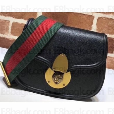 Gucci Leather Saddle Shoulder Bag 495663 Black