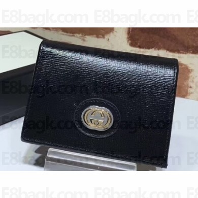 Gucci Leather Card Case Wallet 598532 Black