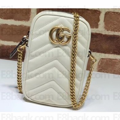 Gucci GG Marmont Matelassé Mini Chain Strap Bag 598597 White