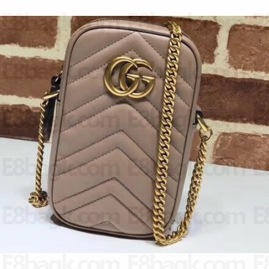 Gucci GG Marmont Matelassé Mini Chain Strap Bag 598597 Nude