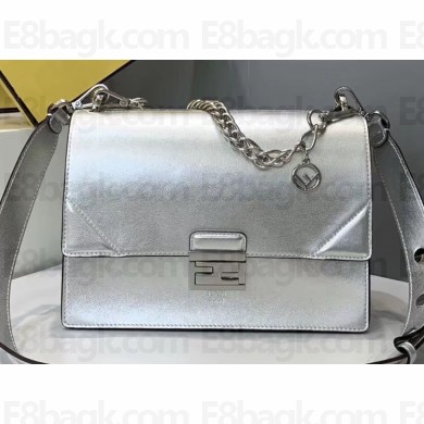 Fendi Prints On Leather Kan U Medium Bag Silver 2019