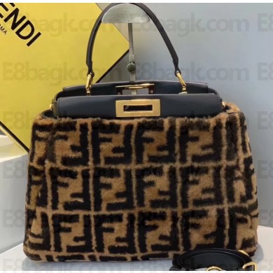 Fendi Mink FF Motif Peekaboo Iconic Medium Bag Black 2019