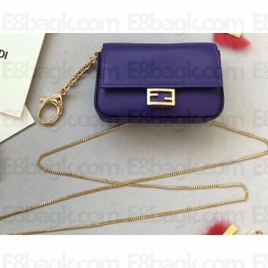 Fendi Nano Baguette Bag Charm Leather Purple 2019