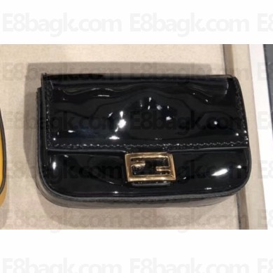 Fendi Nano Baguette Bag Charm Patent Leather Black 2019