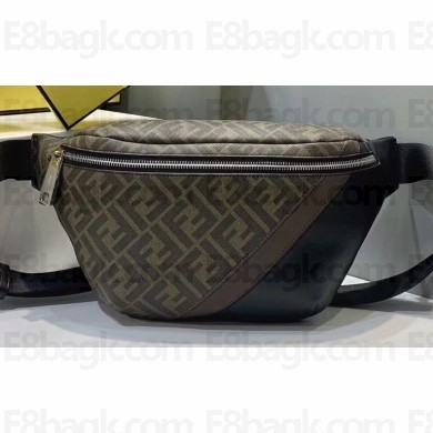Fendi Brown Fabric FF Motif Belt Bag Black/Brown 2019