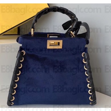 Fendi Weave Edges and Handle Peekaboo Iconic Mini Bag Suede Blue 2019