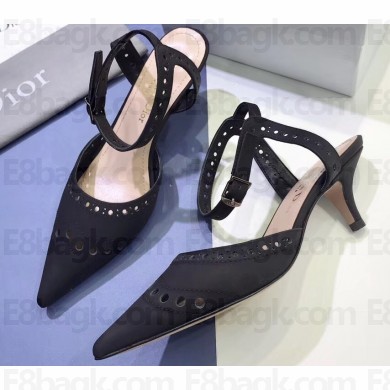 Dior Heel 4cm Perforated Teddy-D Slingback Pumps Black 2020