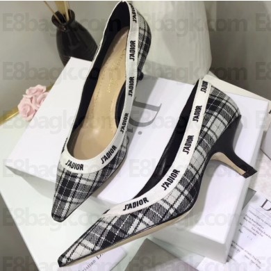 Dior Heel 6.5cm J'Adior Pumps in Tartan Fabric Black/White 2020