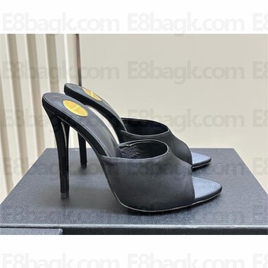 Saint Laurent Goldie 110 crêpe satin mules black 2024
