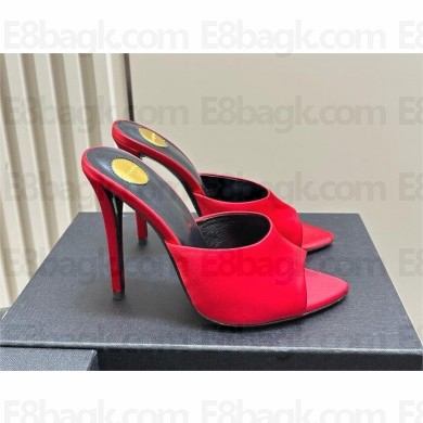 Saint Laurent Goldie 110 crêpe satin mules red 2024