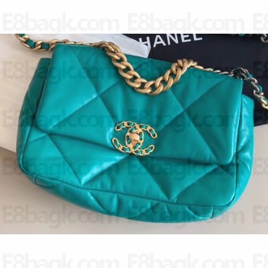 Chanel 19 Small Leather Flap Bag AS1160 Turquoise Green 2020