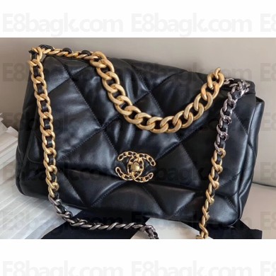Chanel 19 Large Leather Flap Bag AS1161 Black 2020
