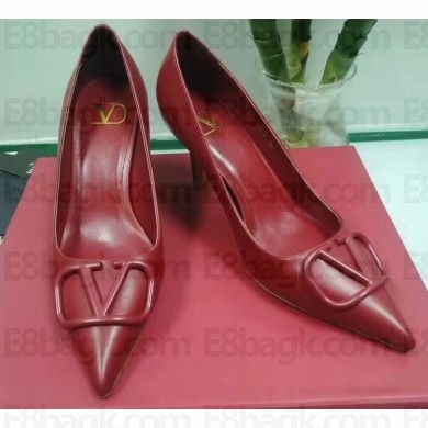 Valentino Heel 7.5cm VLOGO Calfskin Pumps Red 2019