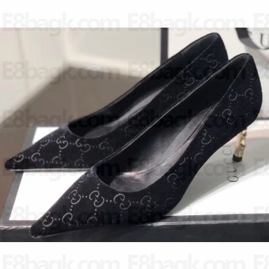 Gucci Heel 5.5cm Velvet GG Pumps Black 2019