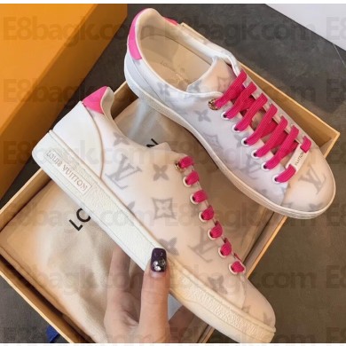Louis Vuitton Monogram-print Frontrow Sneakers White/Fuchsia 2020