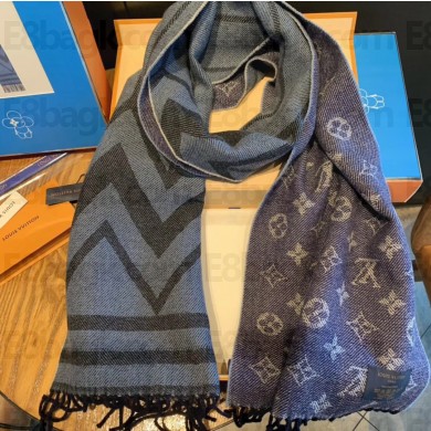 Louis Vuitton Monogram Stripe Scarf 190x30cm Blue 2019