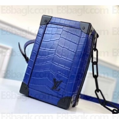 Louis Vuitton Mini Soft Trunk Bag M45044 Croco Pattern Blue 2020