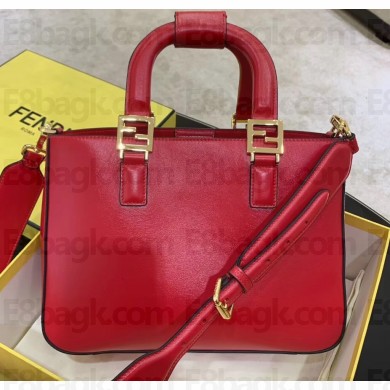 Fendi Calf Leather FF Tote Medium Bag Red 2020