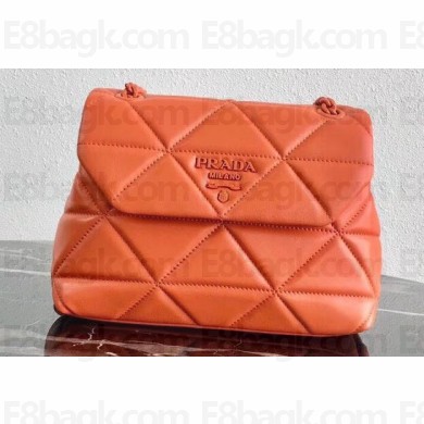 Prada Stitched Leather Small Spectrum Shoulder Bag 1BD233 Orange 2020