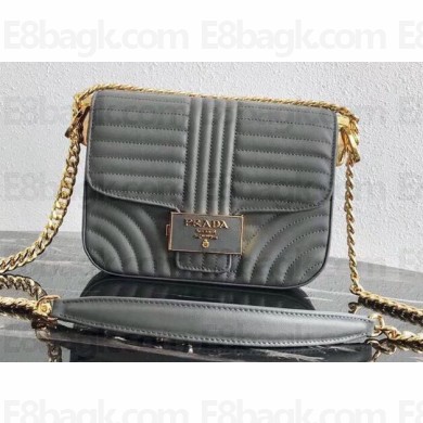 Prada Diagramme Leather Shoulder Bag 1BD217 Gray 2020