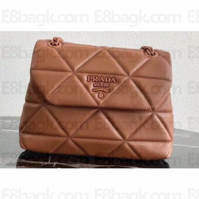 Prada Stitched Leather Small Spectrum Shoulder Bag 1BD233 Brown 2020