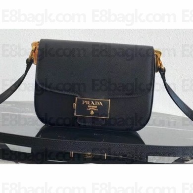 Prada Emblème Saffiano Leather Shoulder Bag 1BD217 Black 2020