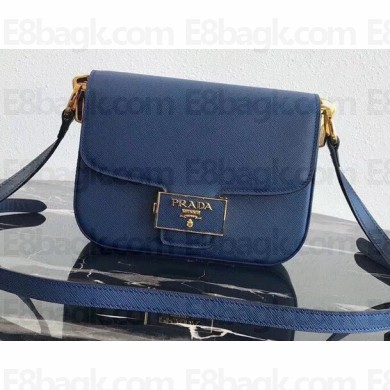 Prada Emblème Saffiano Leather Shoulder Bag 1BD217 Blue 2020