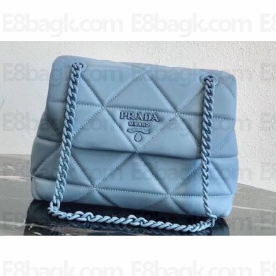 Prada Stitched Leather Small Spectrum Shoulder Bag 1BD233 Sky Blue 2020
