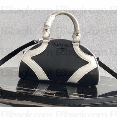 Prada Leather Bowling Bag 1BB071 Black/White 2020