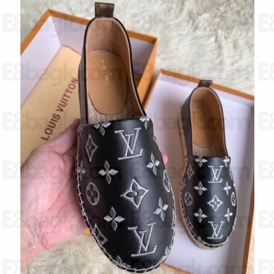 Louis Vuitton Monogram Espadrilles Black/Silver Logo 2020