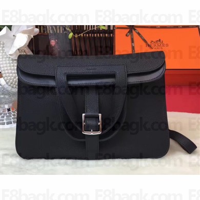 Hermes Halzan Tote Bag in Original Togo Leather Black