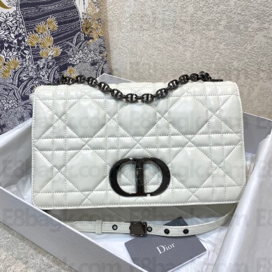 DIOR white Quilted Macrocannage Calfskin large DIOR CARO BAG