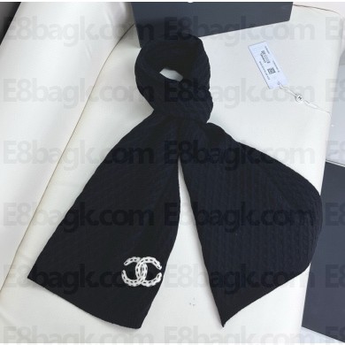 Chanel knit scarf black 1128-2024