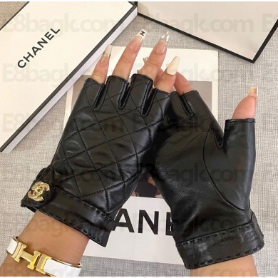 chanel black sheepskin gloves 2807-2024