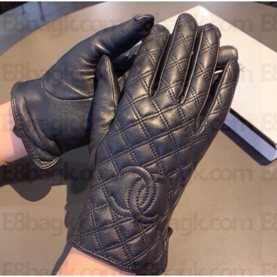chanel black sheepskin gloves 2808-2024