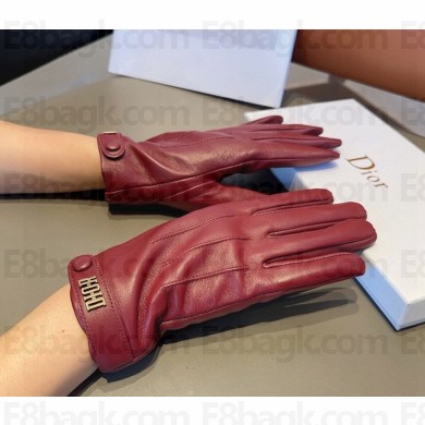 Dior burgundy sheepskin gloves 2802-2024