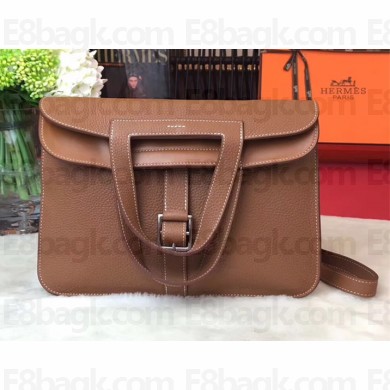 Hermes Halzan Tote Bag in Original Togo Leather Khaki