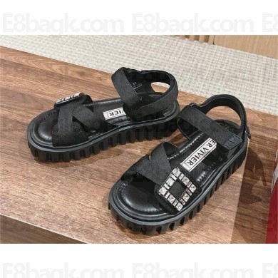 Roger Vivier Viv' Go-Thick Trekky Strass Buckle Sandals in Technical Fabric black 2024