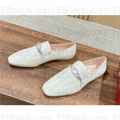 Roger Vivier Strass Chain Loafers in Leather white 2024