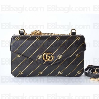 Gucci Medium Double Shoulder Bag 524822 Black/White 2018