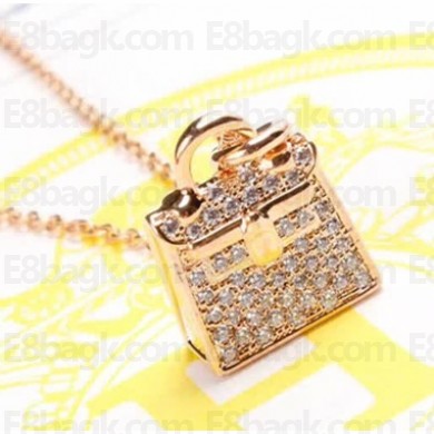Hermes Kelly Bag Pendant Necklace Rose Gold 2018 