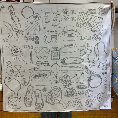 Chanel Silk Twill Black & white square scarf AA9820 2024