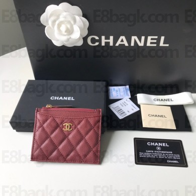 Chanel A84105 Classic Card Holder w/ Coin Purse BURGUNDY