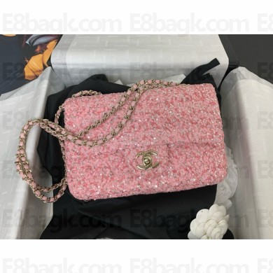 chanel sequins mini flap bag with silver hardware pink 2024