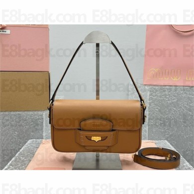 miu miu Penny leather bag 5BD270 COGNAC 2024