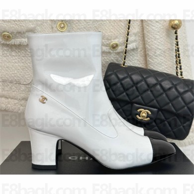chanel heel 5cm patent calfskin leather boots G45057 white 2023
